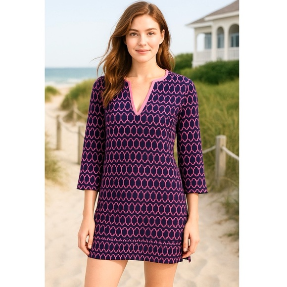 NWT J. CREW Tile Print Swim Coverup / Tunic Dress - Picture 2 of 11